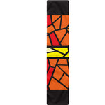 Orange And Red Stained Glass Cross Print Table Runner