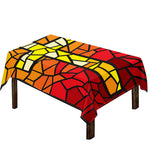 Orange And Red Stained Glass Cross Print Tablecloth