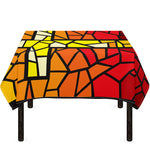 Orange And Red Stained Glass Cross Print Tablecloth