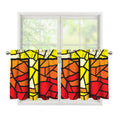 Orange And Red Stained Glass Cross Print Tier Curtains