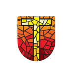 Orange And Red Stained Glass Cross Print Toilet Lid Cover