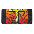 Orange And Red Stained Glass Cross Print Towel