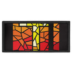 Orange And Red Stained Glass Cross Print Trifold Wallet