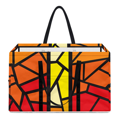 Orange And Red Stained Glass Cross Print Utility Tote Bag
