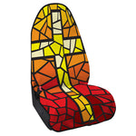 Orange And Red Stained Glass Cross Print Waterproof Car Seat Cover