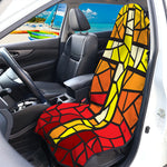 Orange And Red Stained Glass Cross Print Waterproof Car Seat Cover