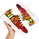 Orange And Red Stained Glass Cross Print White Chunky Shoes