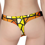 Orange And Red Stained Glass Cross Print Women's Thong