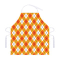 Orange And White Argyle Pattern Print Adjustable Apron