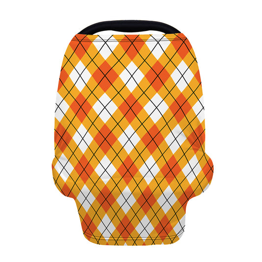 Orange And White Argyle Pattern Print Baby Seat Cover