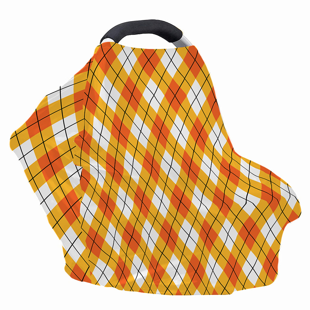 Orange And White Argyle Pattern Print Baby Seat Cover