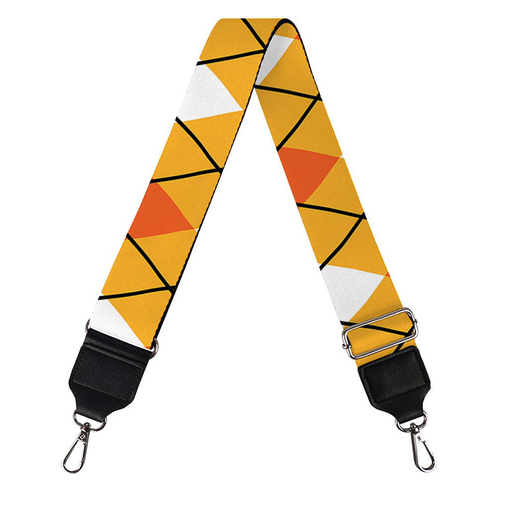 Orange And White Argyle Pattern Print Bag Strap