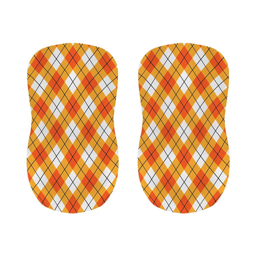 Orange And White Argyle Pattern Print Bar Stool Covers