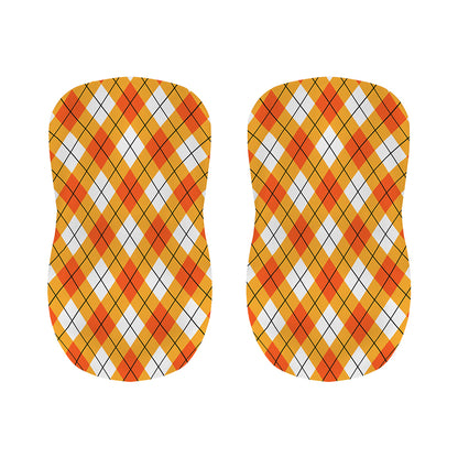 Orange And White Argyle Pattern Print Bar Stool Covers