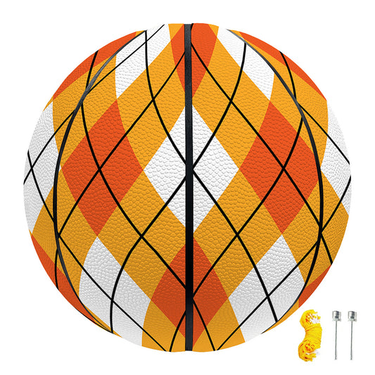 Orange And White Argyle Pattern Print Basketball