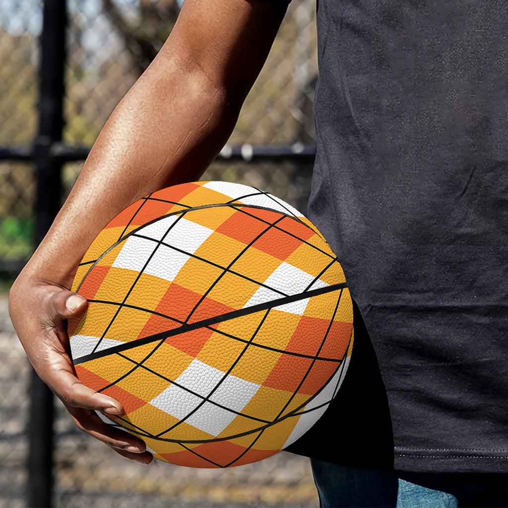 Orange And White Argyle Pattern Print Basketball