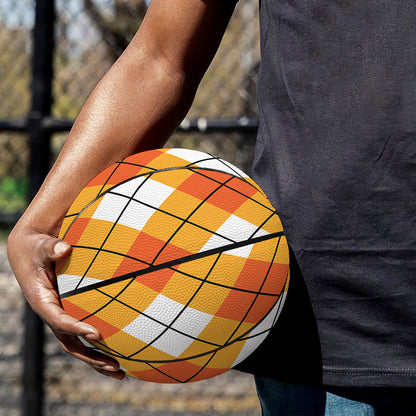 Orange And White Argyle Pattern Print Basketball