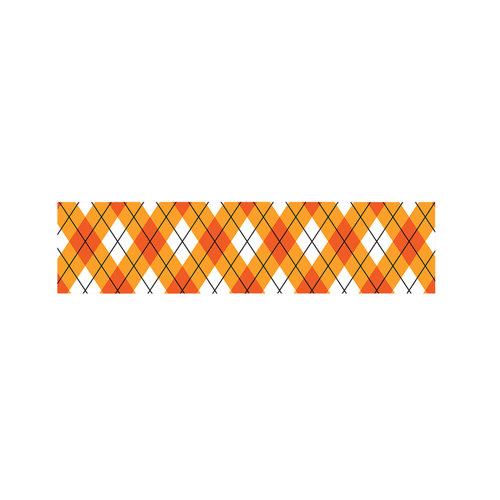 Orange And White Argyle Pattern Print Bed Runner