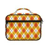 Orange And White Argyle Pattern Print Briefcase Bible Bag