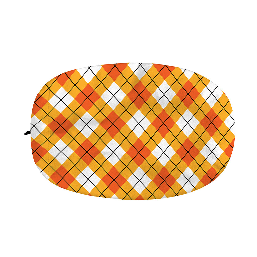 Orange And White Argyle Pattern Print Car Side Mirror Covers