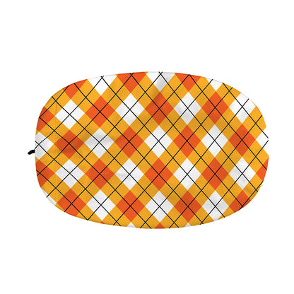 Orange And White Argyle Pattern Print Car Side Mirror Covers