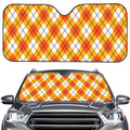 Orange And White Argyle Pattern Print Car Windshield Sun Shade