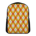 Orange And White Argyle Pattern Print Casual Backpack