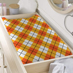 Orange And White Argyle Pattern Print Changing Pad Cover