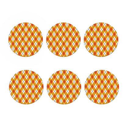 Orange And White Argyle Pattern Print Coaster Set