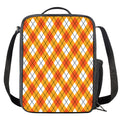 Orange And White Argyle Pattern Print Crossbody Lunch Bag