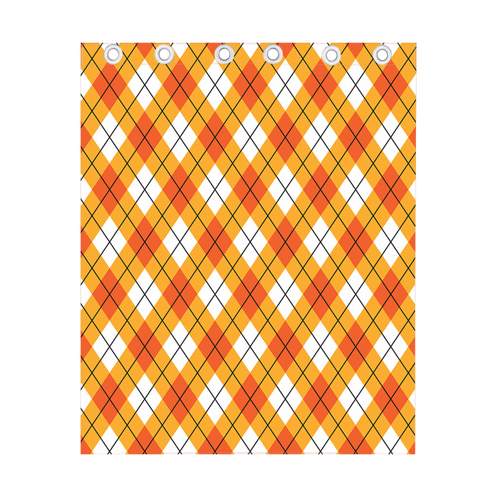 Orange And White Argyle Pattern Print Curtain
