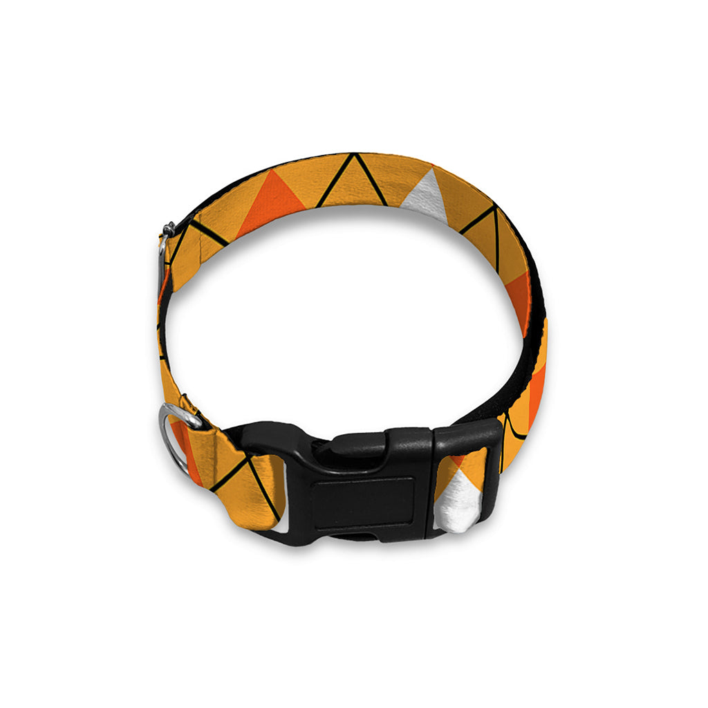Orange And White Argyle Pattern Print Dog Collar