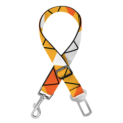Orange And White Argyle Pattern Print Dog Seat Belt