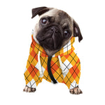 Orange And White Argyle Pattern Print Dog Zip Up Hoodie