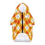Orange And White Argyle Pattern Print Dog Zip Up Hoodie