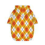Orange And White Argyle Pattern Print Dog Zip Up Hoodie
