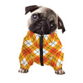 Orange And White Argyle Pattern Print Dog Zip Up Jacket