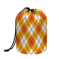 Orange And White Argyle Pattern Print Drawstring Makeup Bag