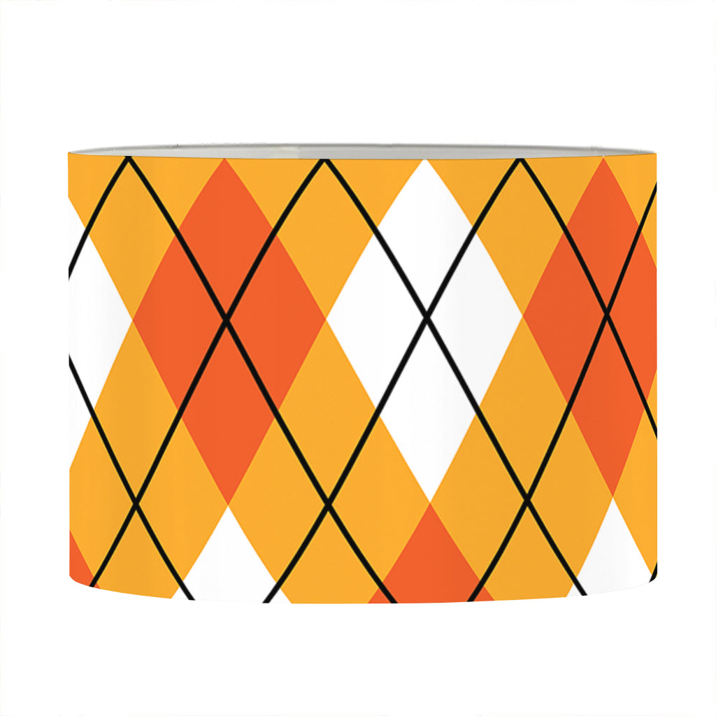 Orange And White Argyle Pattern Print Drum Lamp Shade