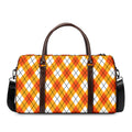 Orange And White Argyle Pattern Print Duffel Bag