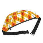 Orange And White Argyle Pattern Print Fanny Pack
