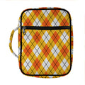 Orange And White Argyle Pattern Print Front Pocket Bible Bag