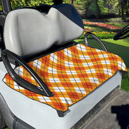 Orange And White Argyle Pattern Print Golf Cart Seat Cover