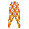 Orange And White Argyle Pattern Print Hammer Pants