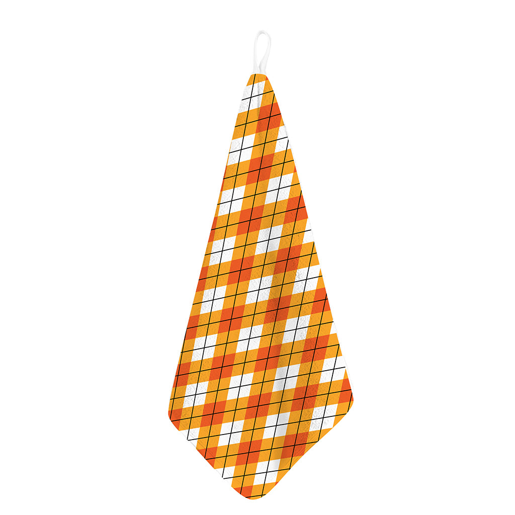 Orange And White Argyle Pattern Print Hand Towel