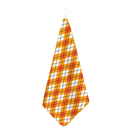 Orange And White Argyle Pattern Print Hand Towel
