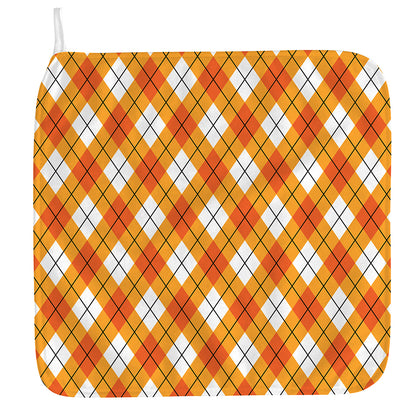 Orange And White Argyle Pattern Print Hand Towel