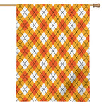 Orange And White Argyle Pattern Print House Flag