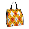 Orange And White Argyle Pattern Print Insulated Lunch Tote