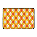 Orange And White Argyle Pattern Print Kitchen Mat